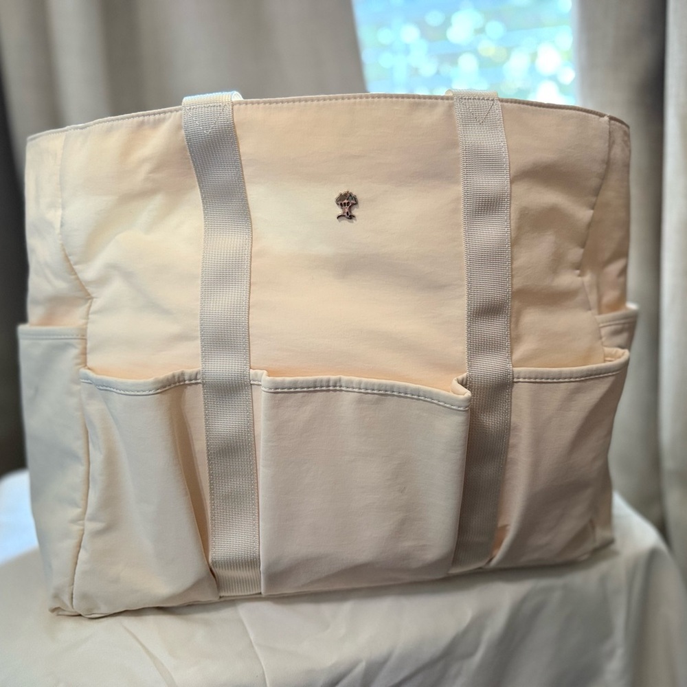 Cream Tote Bag with Embroidered Logo